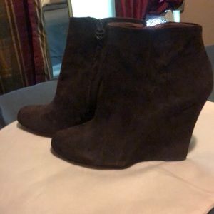 Sam Edelman wedge ankle booties brown suede